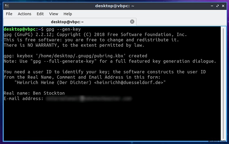 Cách tạo khóa GPG trong Linux 