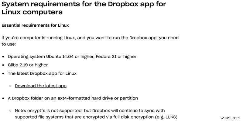 Cách sử dụng Dropbox trong hệ thống tệp Linux không phải Ext4 