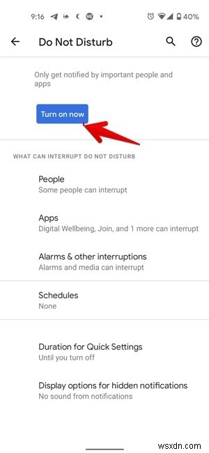 Cách Tắt Thông báo Tạm thời trên Android 