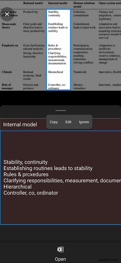 Cách chèn dữ liệu từ ảnh trên MS Excel trên Android 