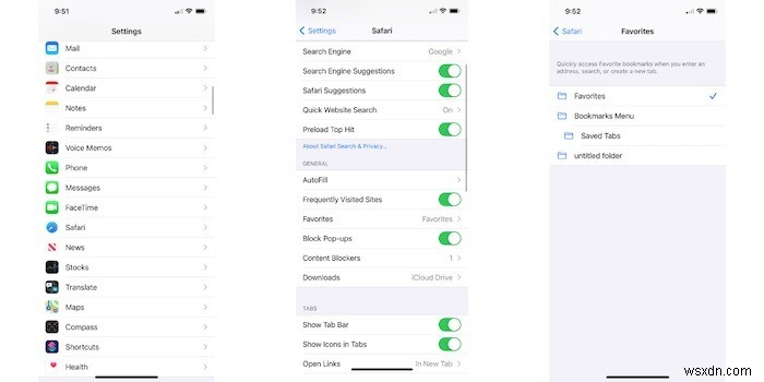 Cách chọn Mục ưa thích của Trang Tab Mới cho iOS Safari 