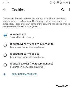 Cách bật cookie trong trình duyệt Android của bạn 