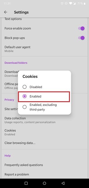 Cách bật cookie trong trình duyệt Android của bạn 