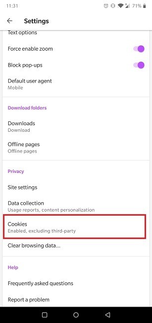 Cách bật cookie trong trình duyệt Android của bạn 