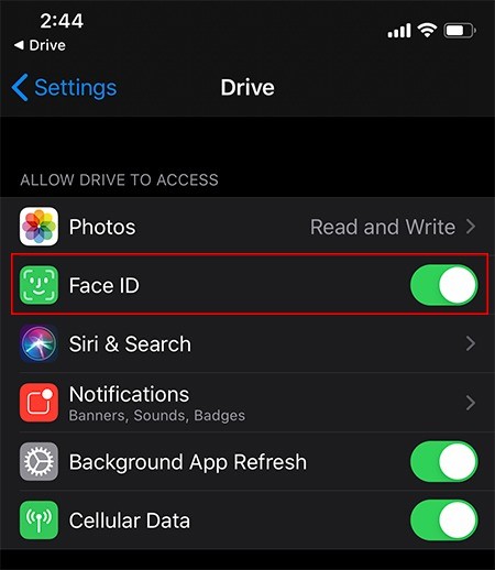 Cách thêm xác thực Face ID vào ứng dụng Google Drive trên iOS 