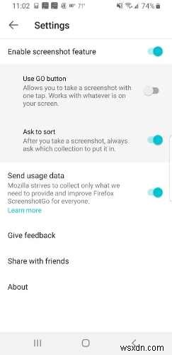 Cách sử dụng Ảnh chụp màn hình của FirefoxGo dành cho Android 
