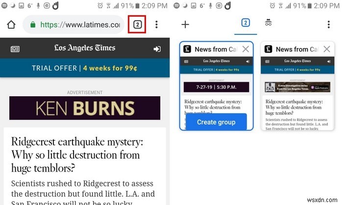 Cách tạo nhóm tab trong Chrome - Android 