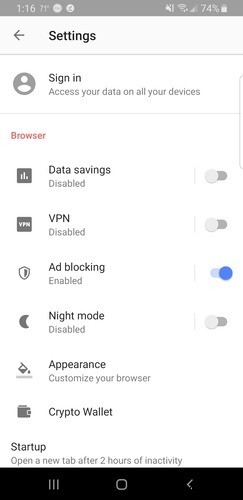 Cách sử dụng VPN miễn phí của trình duyệt Opera dành cho Android 