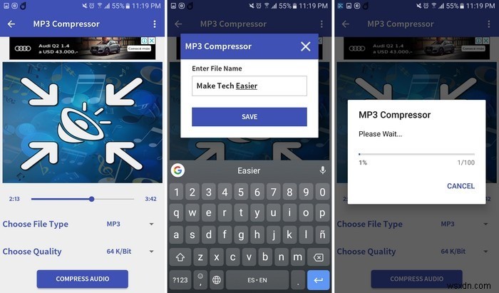 Cách nén tệp âm thanh lớn trong Android 