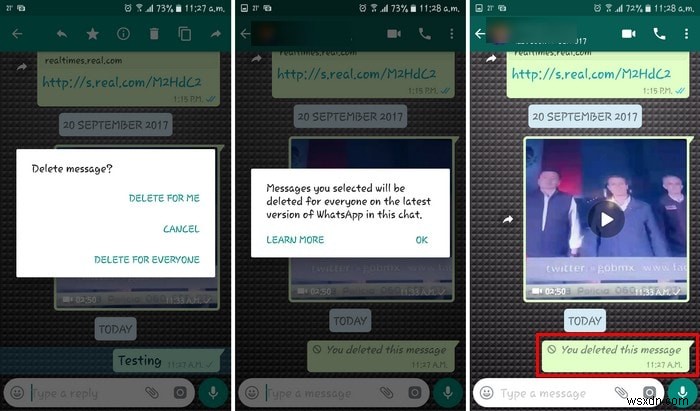 Cách hủy tin nhắn trên Whatsapp 