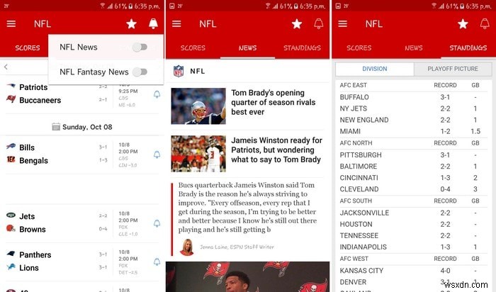 5 ứng dụng Android tốt nhất dành cho người hâm mộ NFL 