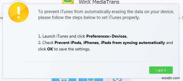 WinX MediaTrans cho iOS Truyền tệp - Đánh giá và tặng 