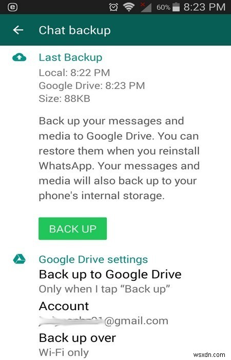 Cách sao lưu WhatsApp vào Google Drive trong Android 