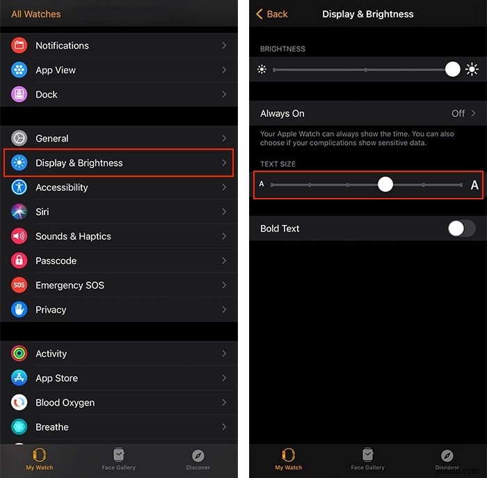 Cách tăng kích thước văn bản trên Apple Watch của bạn 