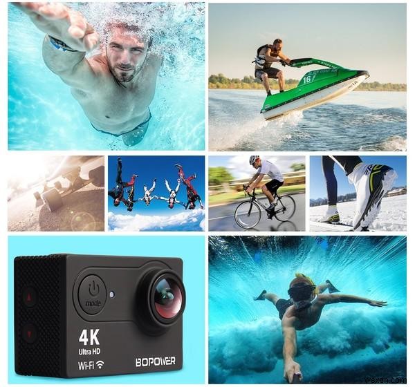 Máy ảnh hành động Bopower 4K - Đánh giá và tặng 