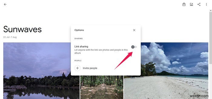 Cách tắt Chia sẻ liên kết trong Google Photos 