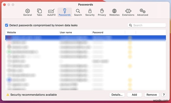 Cách xem mật khẩu đã lưu trong Safari trên Mac 