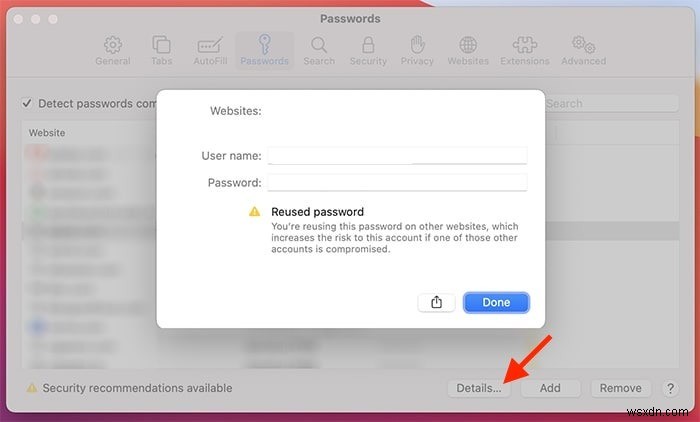 Cách xem mật khẩu đã lưu trong Safari trên Mac 