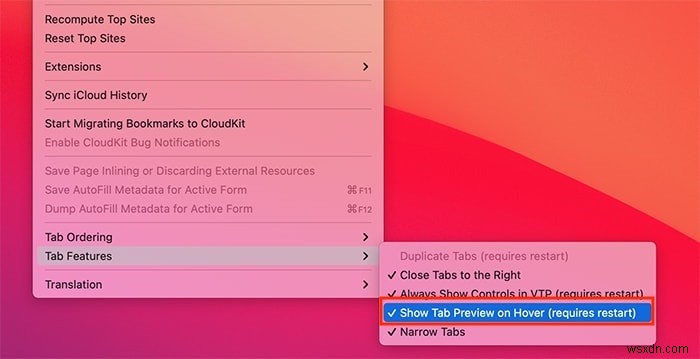 Cách tắt tính năng xem trước tab trong Safari trên máy Mac 