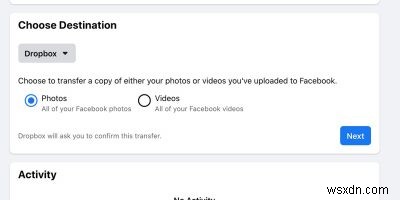 Cách chuyển Ảnh Facebook sang Dropbox và Google Photos 