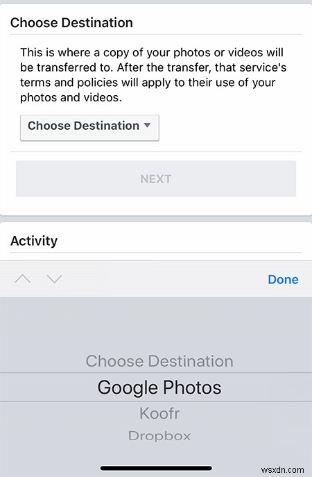 Cách chuyển Ảnh Facebook sang Dropbox và Google Photos 