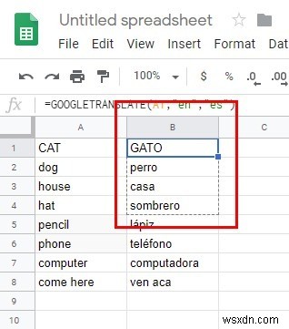 Cách sử dụng Google Dịch trong Google Trang tính 
