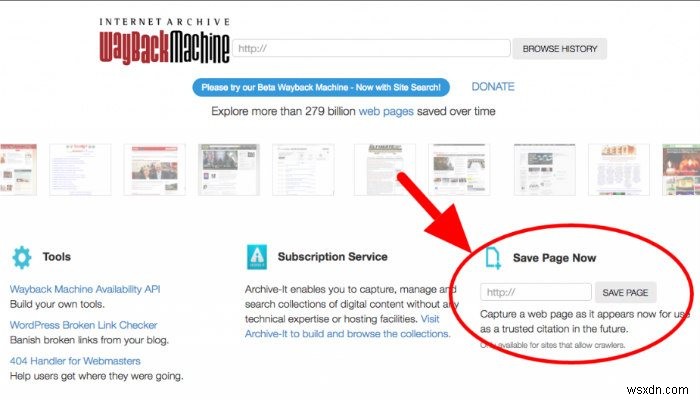 Cách sử dụng Wayback Machine để lưu trữ trang web 