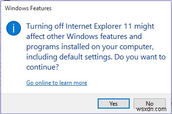 Cách tắt Internet Explorer trong Windows 10 