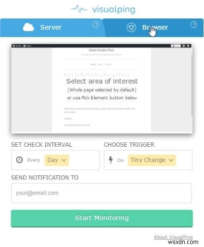 Cách theo dõi các thay đổi của trang web bằng VisualPing 