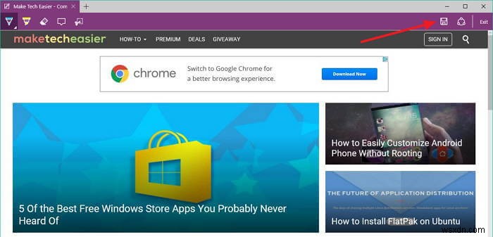 Cách chụp ảnh màn hình trang web trong Microsoft Edge 