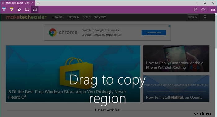 Cách chụp ảnh màn hình trang web trong Microsoft Edge 