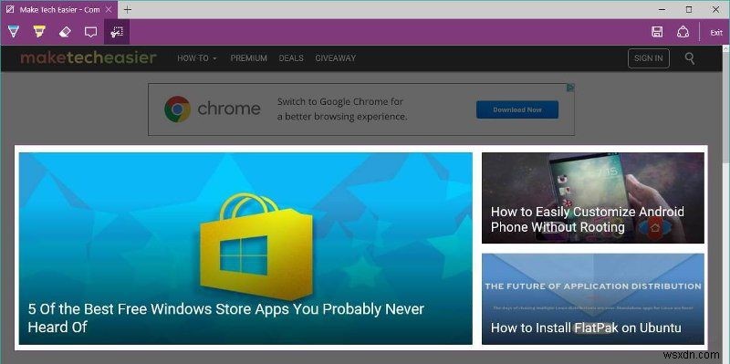 Cách chụp ảnh màn hình trang web trong Microsoft Edge 