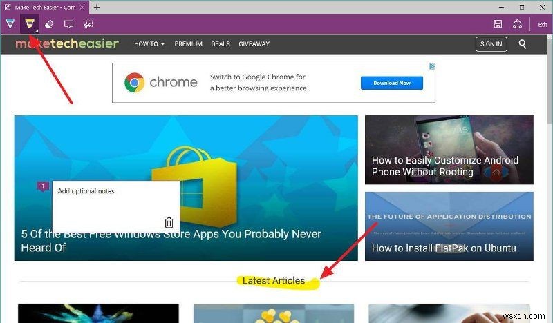 Cách chụp ảnh màn hình trang web trong Microsoft Edge 