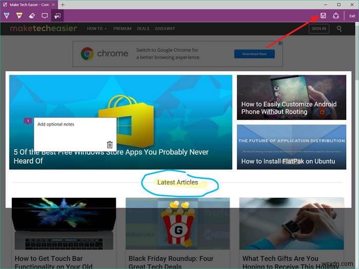 Cách chụp ảnh màn hình trang web trong Microsoft Edge 