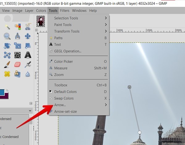 Cách vẽ mũi tên trong GIMP 