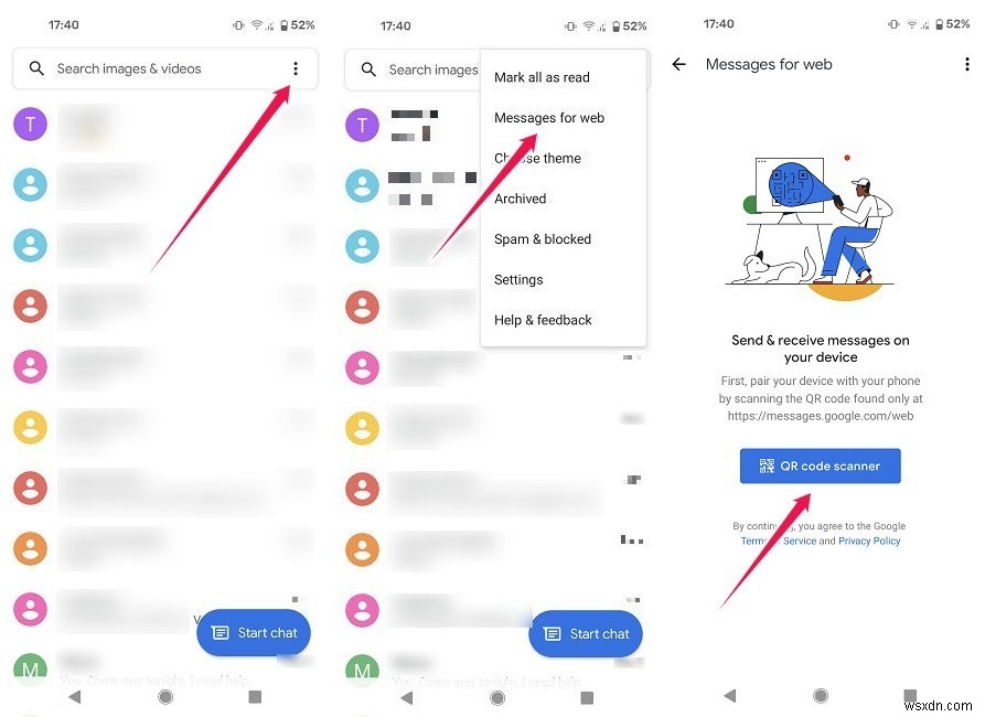 Cách sử dụng Google Messages trên máy tính để bàn 