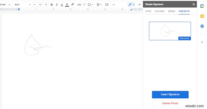 Cách thêm chữ ký bằng văn bản vào Google Documents 