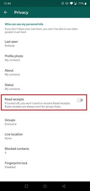 Cách tắt biên nhận đã đọc trong WhatsApp 