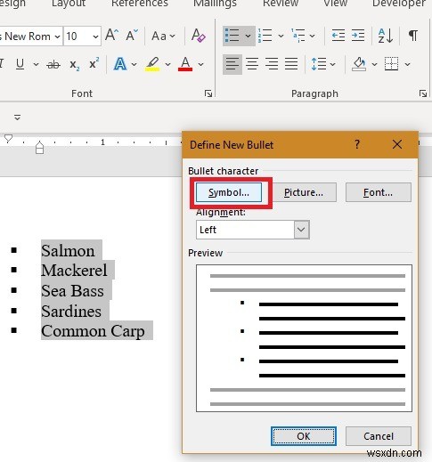 Cách thêm Dấu kiểm và Dấu đầu dòng vuông trong Microsoft Word 