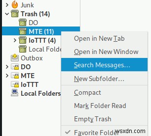 Cách tìm kiếm email trong thư mục thùng rác trong Thunderbird 