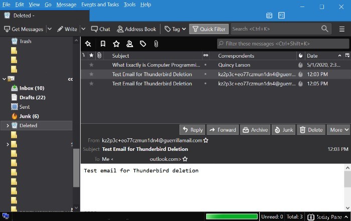 Cách tìm kiếm email trong thư mục thùng rác trong Thunderbird 