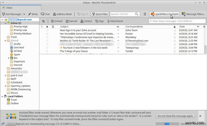 Cách sắp xếp Hộp thư đến của bạn với QuickFilters trong Thunderbird 