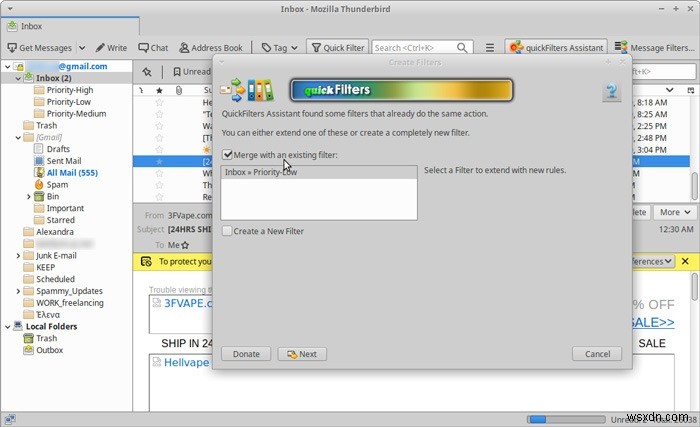 Cách sắp xếp Hộp thư đến của bạn với QuickFilters trong Thunderbird 