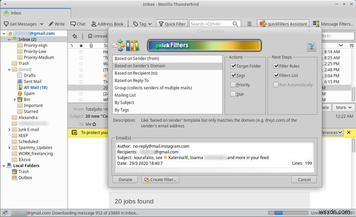 Cách sắp xếp Hộp thư đến của bạn với QuickFilters trong Thunderbird 
