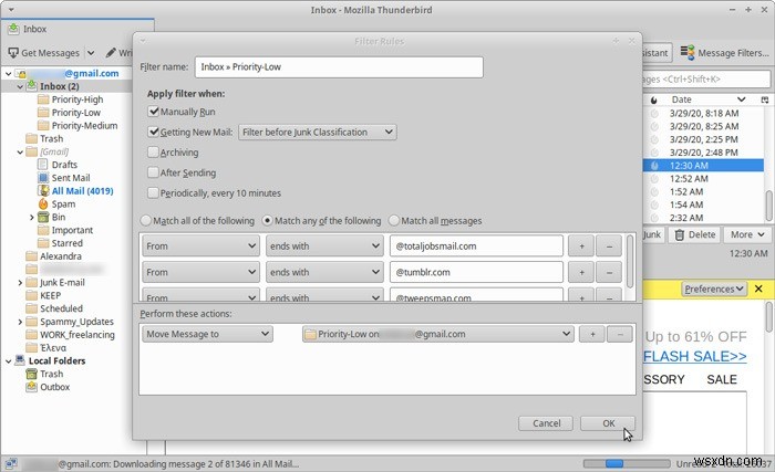 Cách sắp xếp Hộp thư đến của bạn với QuickFilters trong Thunderbird 
