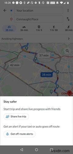 Cách nhận thông báo của Google Maps khi lái xe sai hướng 