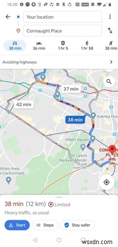 Cách nhận thông báo của Google Maps khi lái xe sai hướng 