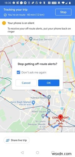 Cách nhận thông báo của Google Maps khi lái xe sai hướng 