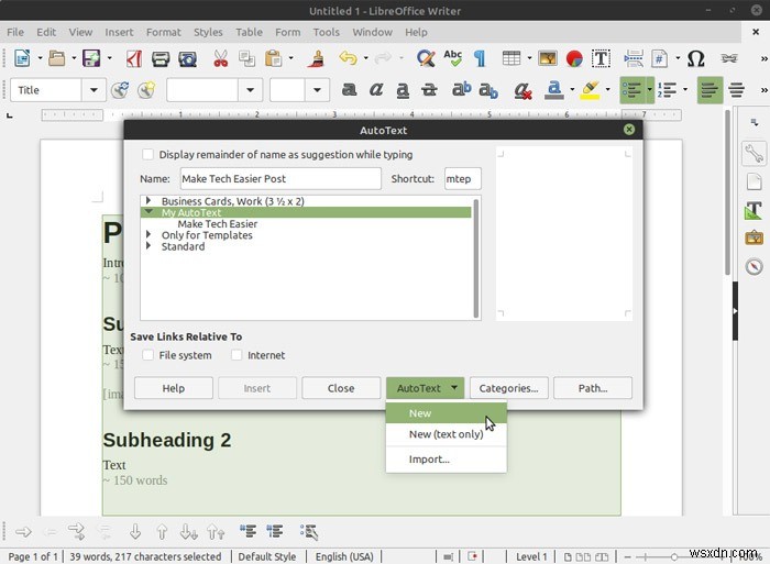 Cách tạo Mẫu văn bản tự động của riêng bạn trong LibreOffice Writer 