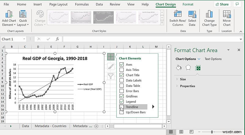 Cách Chèn Đường xu hướng trong Microsoft Excel 